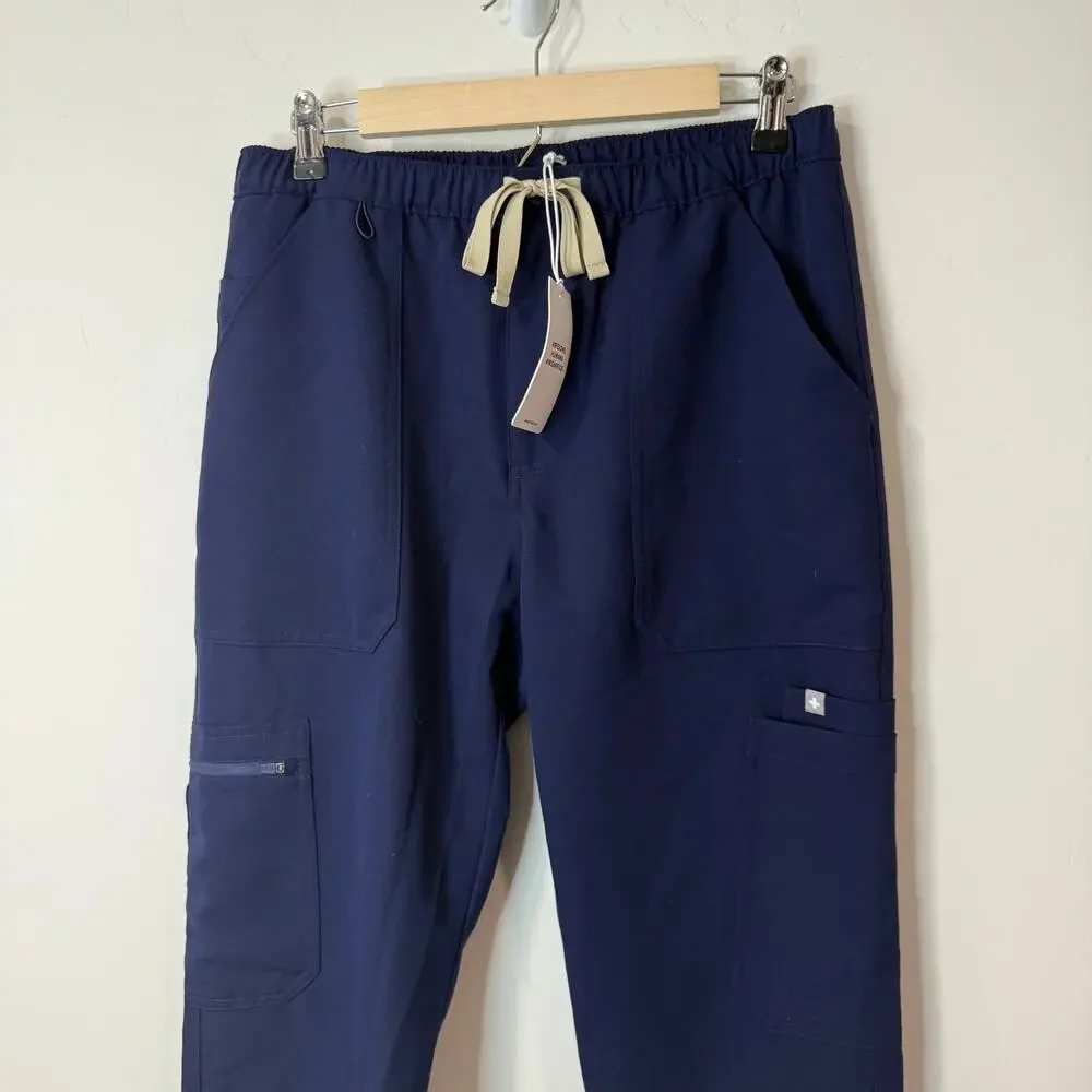 Figs Men's Cairo Scrub Pants Slim Cargo Pockets Navy Blue NEW Medium Short